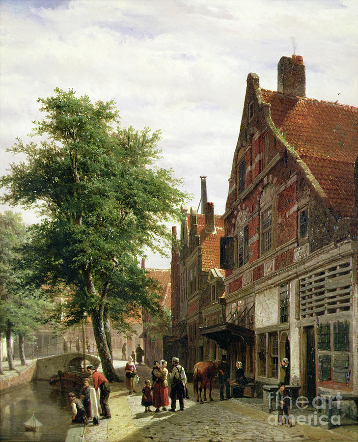 The Zuiderhavendijk, Enkhuizen In Summer, 1865 Painting by Cornelius Springer