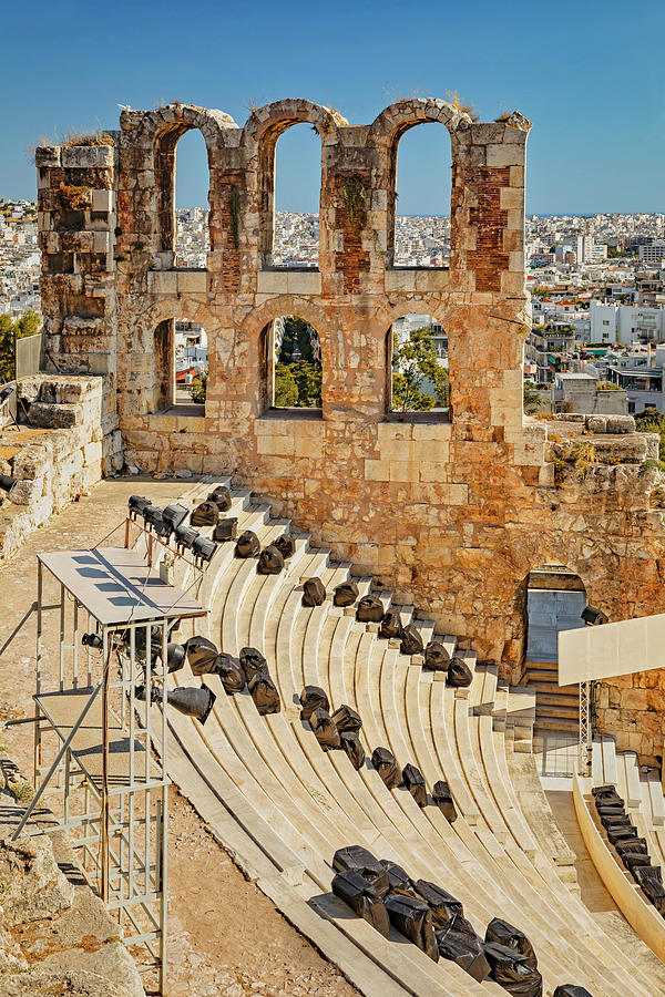 Theater, Acropolis, Athens, Greece Digital Art by Claudia Uripos
