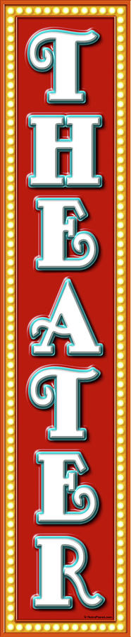 Vintage Digital Art - Theater Marquee Vertical by Retroplanet