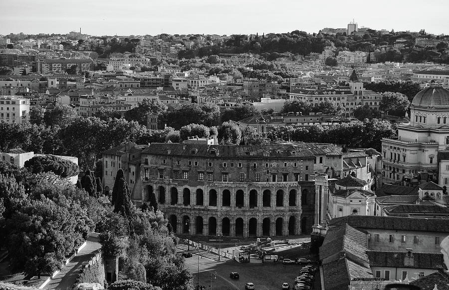 Theater of Marcellus in the Heart of Rome Italy Black and White Photograph by Shawn OBrien