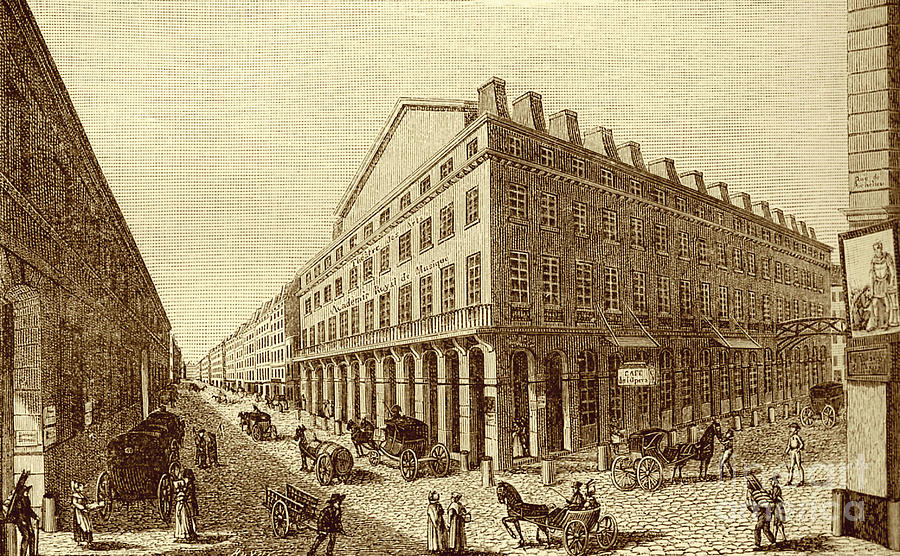 Theatre National in rue de la Loi, Paris now rue Richelieu. Founded in 1793 by Montansier Drawing by French School