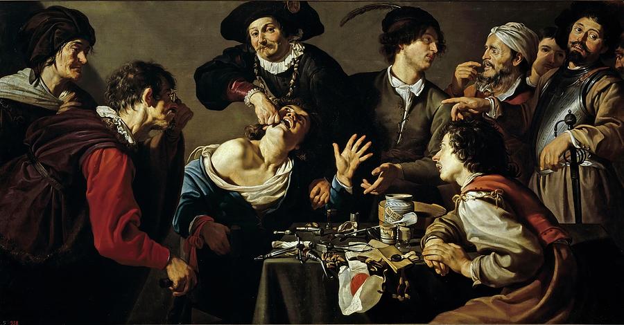 Theodoor Rombouts / The Tooth Extractor, 1620-1625, Flemish School, Oil on canvas. Painting by Theodoor Rombouts -1597-1637-