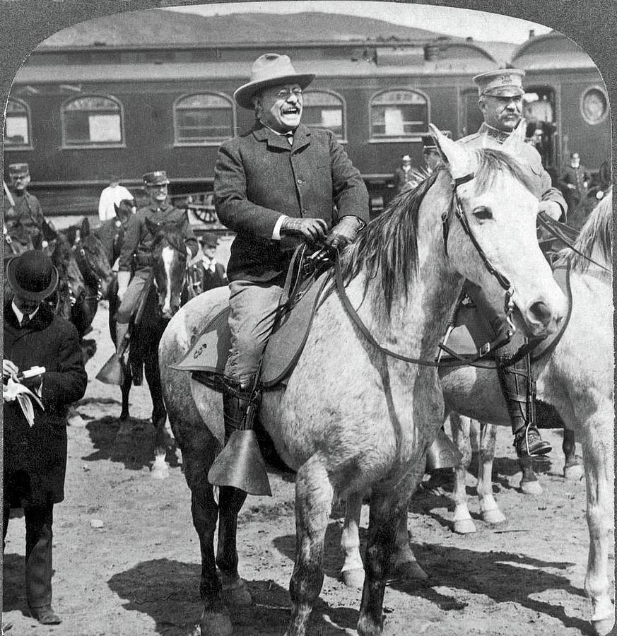 Theodore Roosevelt preparing to go into Yellowstone National Park, 1903 Painting by Celestial Images