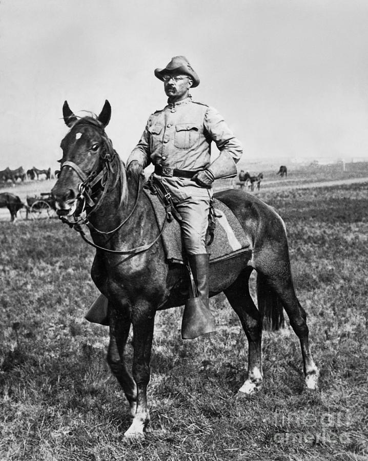 Theodore Roosevelt Riding Horse Photograph by Bettmann
