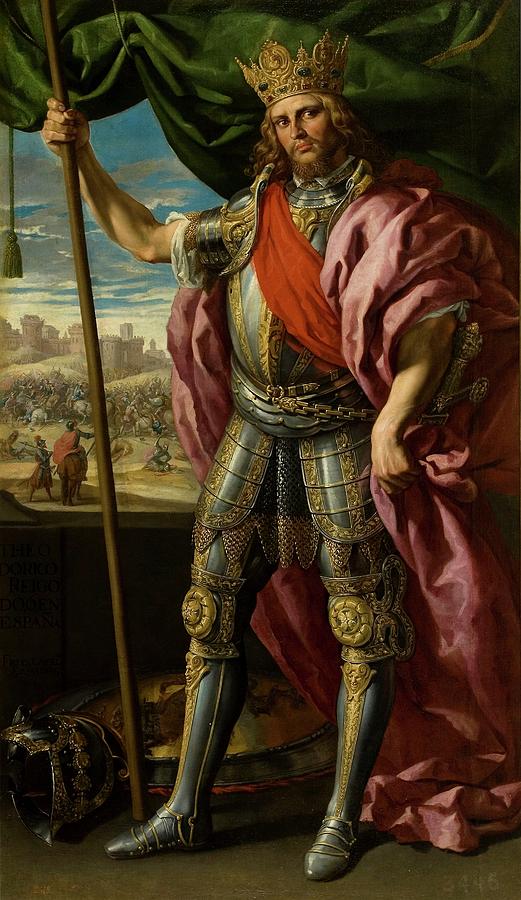 Theodoric, Visigoth King, 1635, Spanish School, Oil on canvas, 205 cm x 118 cm... Painting by Felix Castello -1595-1651-