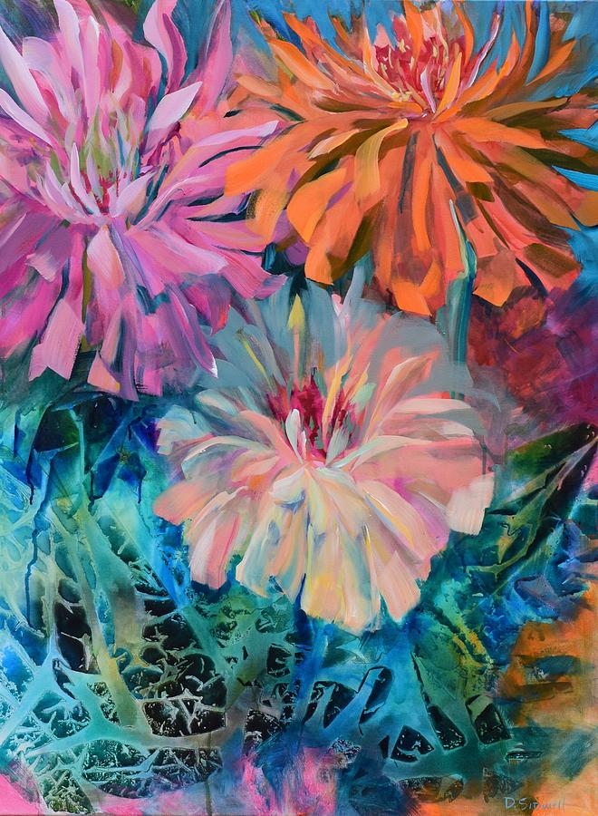 There is no stopping the Zinnias Painting by Dee Sidwell - Fine Art America