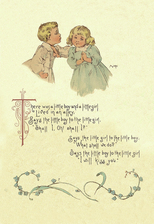 Mother Goose Painting - There Was a Little Boy and a Little Girl by Maud Humphrey