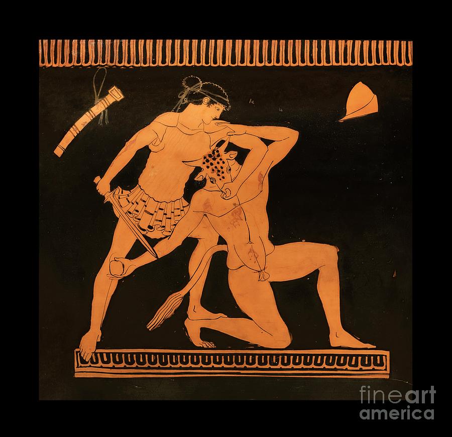 Etruscan Photograph - Theseus And Minotaur Storage Jar. by David Parker/science Photo Library