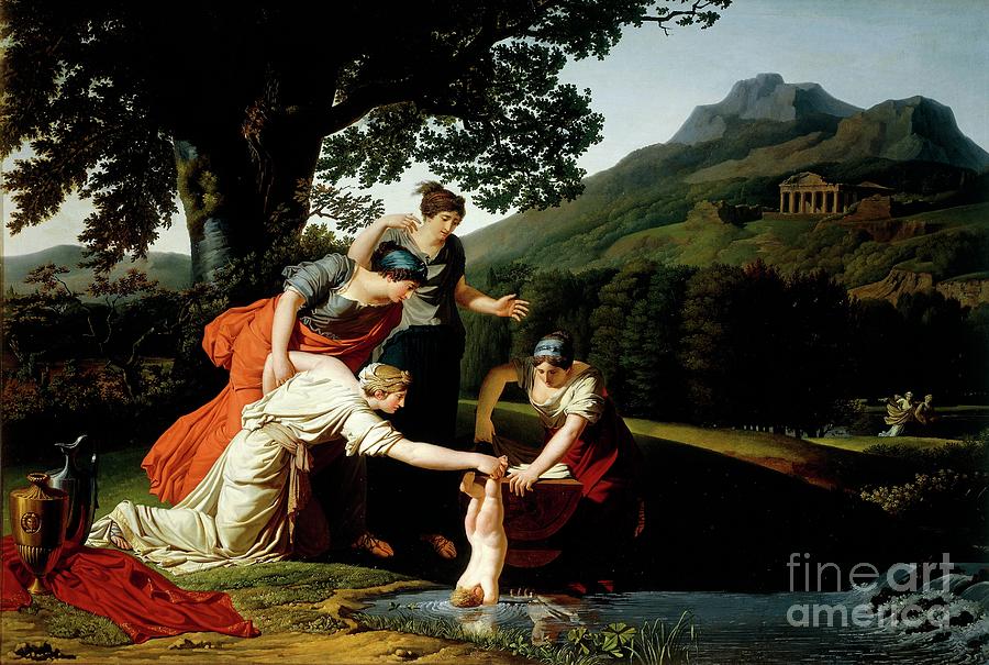 Thetis Dipping Achilles Into Styx By Antoine Borel Rogat Painting by Antoine Borel Rogat