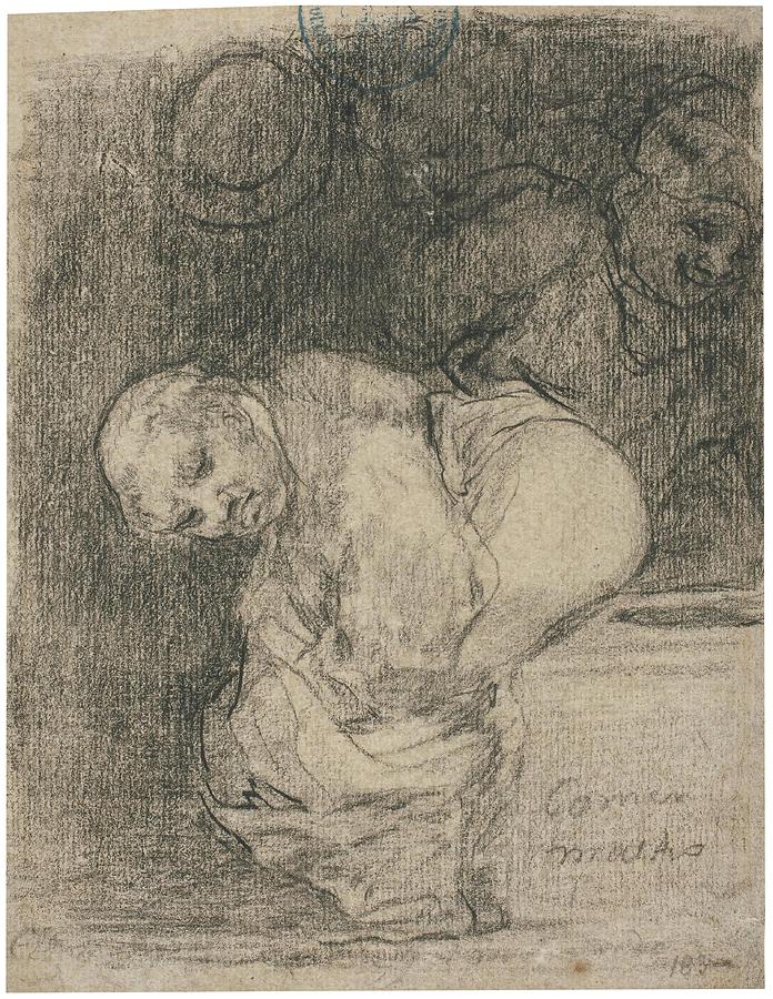 They eat a lot. -Album G, 55?-. 1824 - 1828. Pencil on grey lai... Painting by Francisco de Goya -1746-1828-
