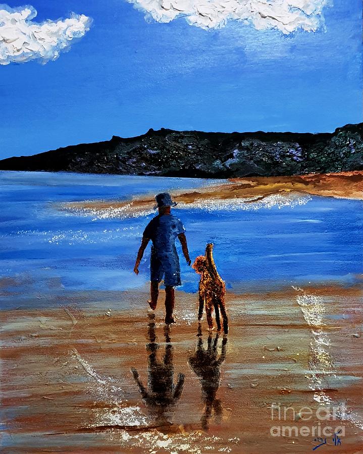  They Walked Together On The Shores Of The Sea Painting by Eli Gross
