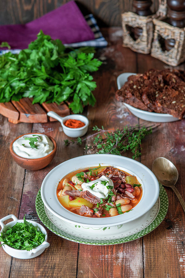 Thick Bean Soup With Beef Photograph by Irina Meliukh