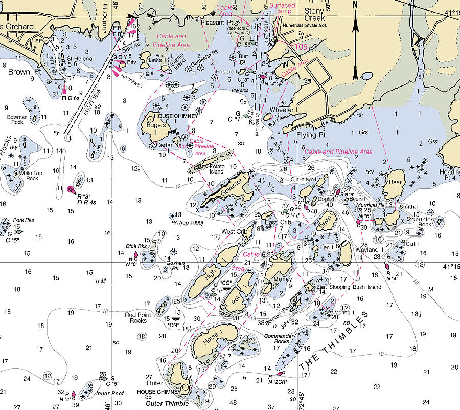 Thimble Islands -connecticut Nautical Chart _v2 Mixed Media by Sea ...