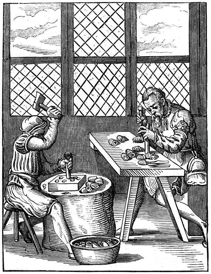 Thimble Makers, 16th Century Drawing by Print Collector