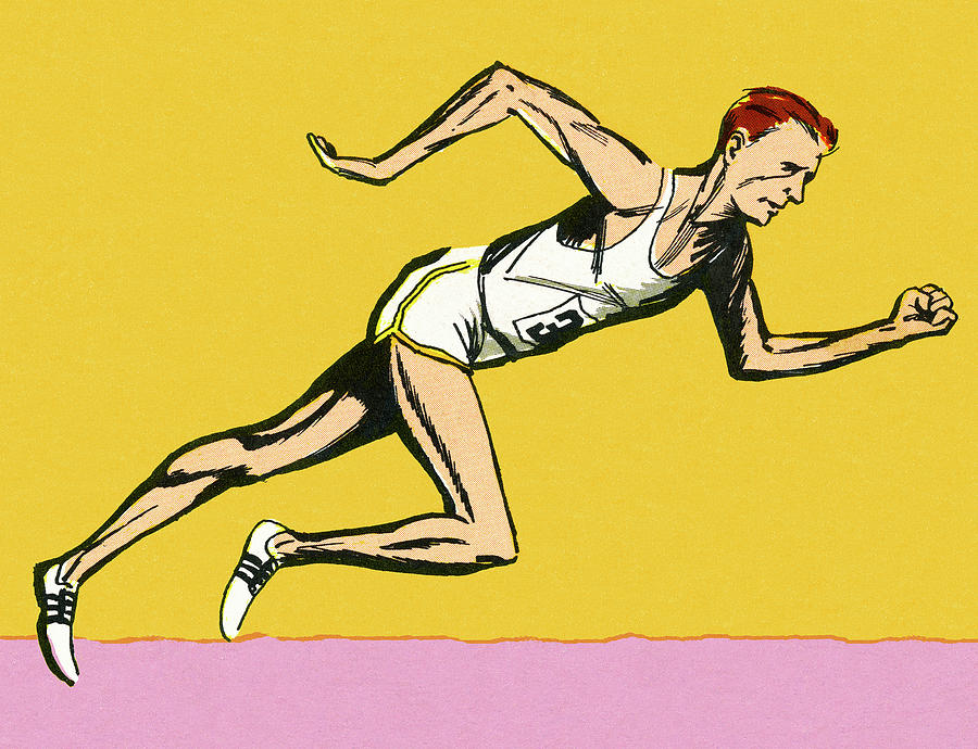 Thin Man Running Drawing by CSA Images - Fine Art America