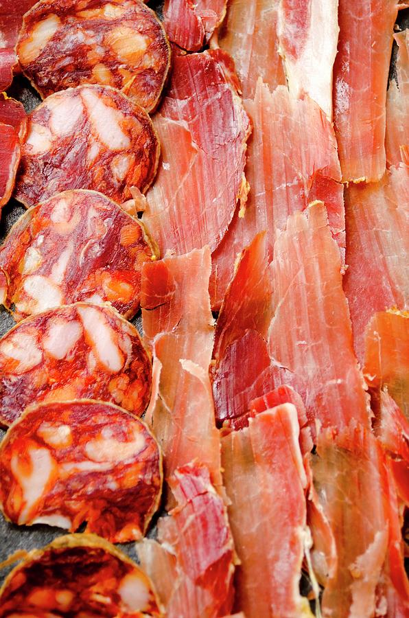 Holiday Photograph - Thinly Sliced Spanish Serrano Ham, Chorizo And Lomo by Watson, Jamie