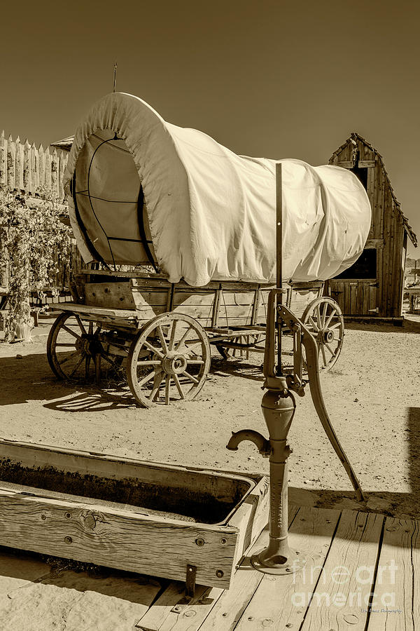 This is a photo of the Utah Zion National Park Vintage Wagon Sepia Photograph by Aloha Art