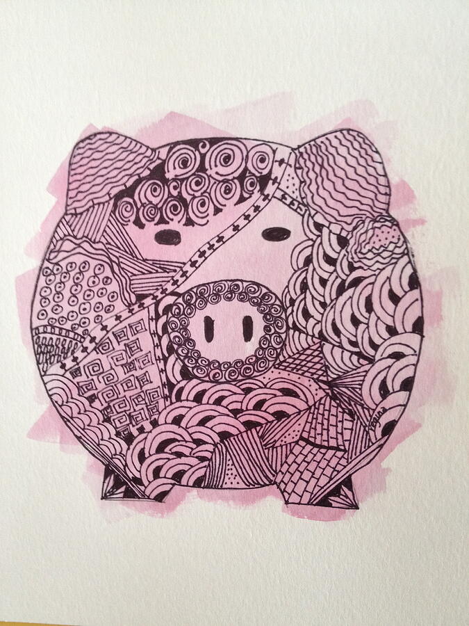Pink Pig Painting - This Little Piggy by Regina Roland Pink Pig Painting - This Little Piggy by Regina Roland