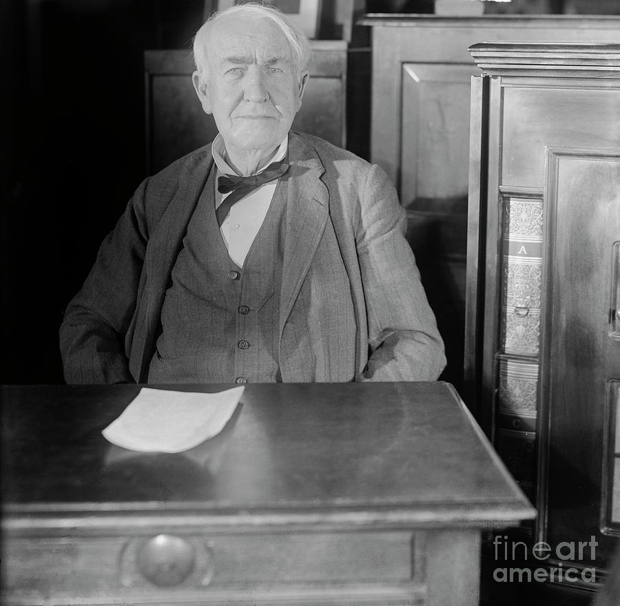 Thomas A. Edison Seated In His Library Photograph by Bettmann