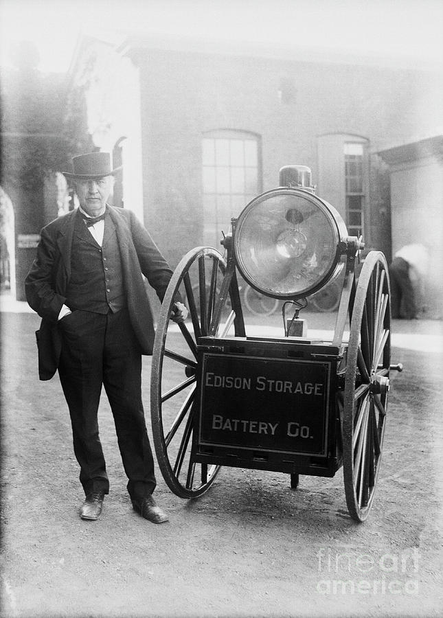 Thomas A. Edison With His Searchlight Photograph by Bettmann