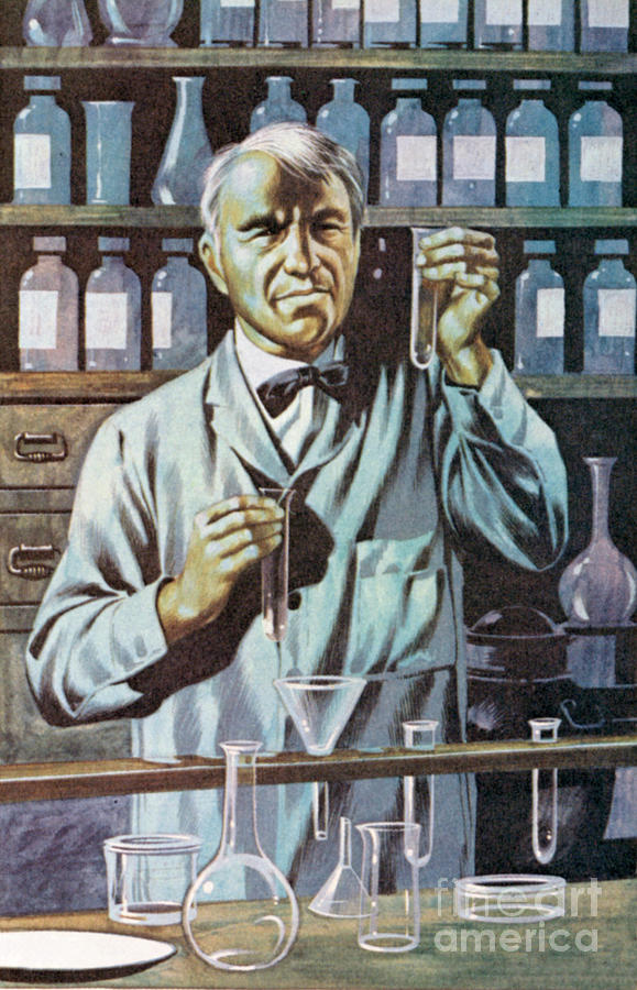 Thomas Alva Edison, American inventor and businessman  Painting by Ron Embleton