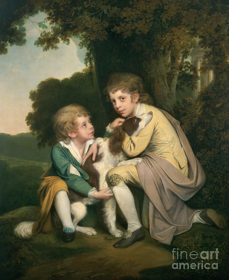 Thomas And Joseph Pickford As Children, C.1777-9 Painting by Joseph Wright Of Derby