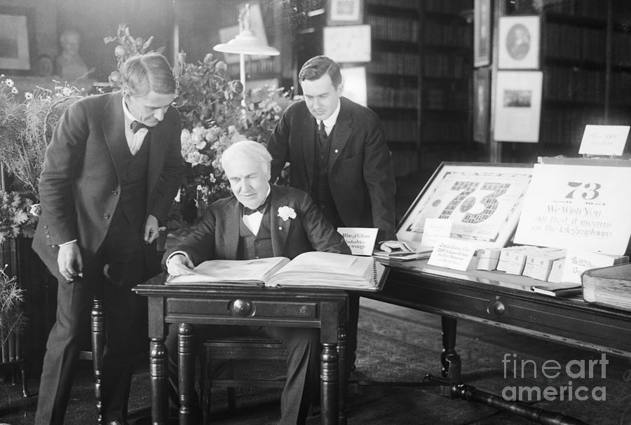 Thomas Edison And Sons In Office Photograph by Bettmann