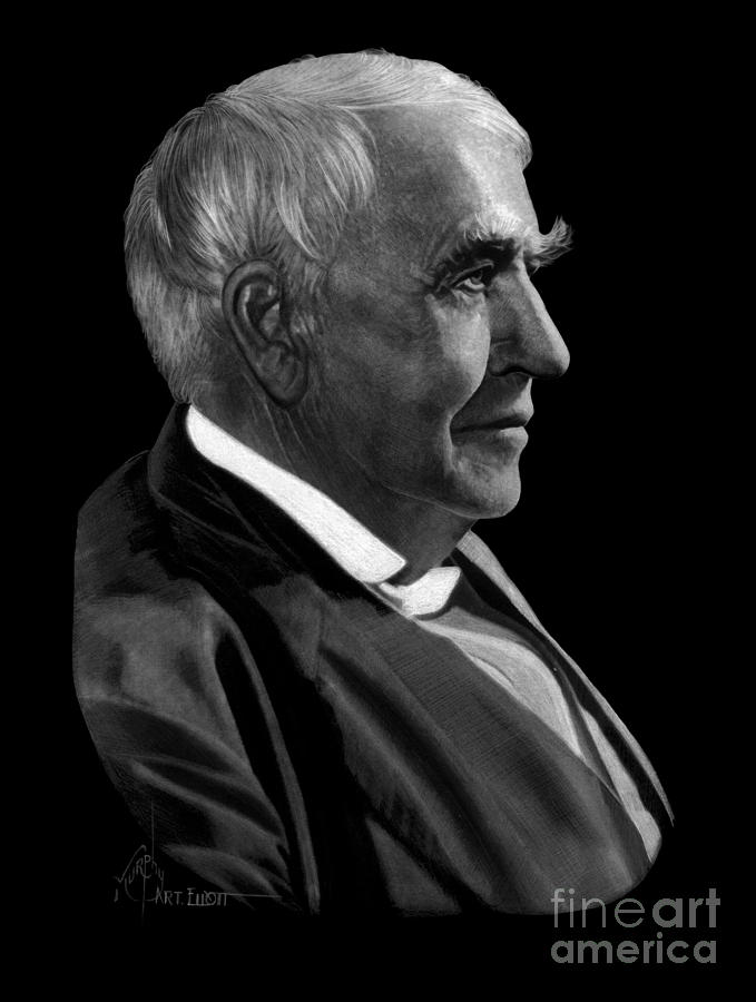 Thomas Edison drawing Drawing by Murphy Art Elliott