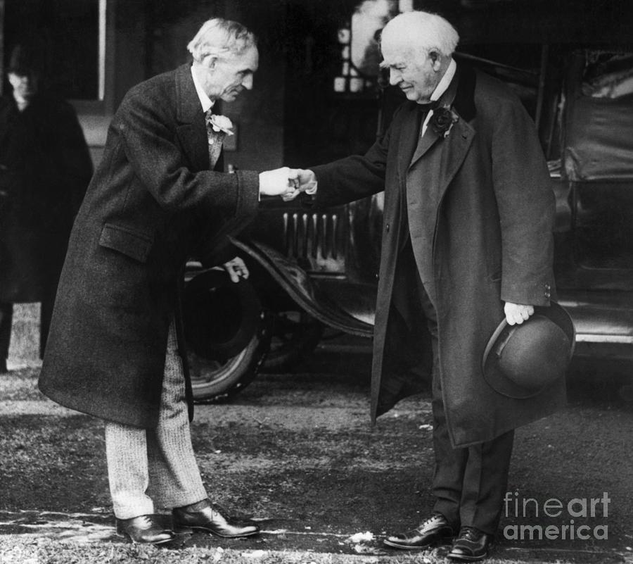 Thomas Edison Shaking Hands With Henry Photograph by Bettmann