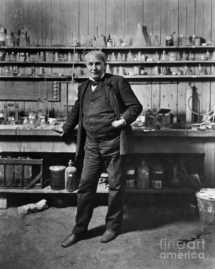 Thomas Edison Standing In Chemistry Lab Photograph by Bettmann