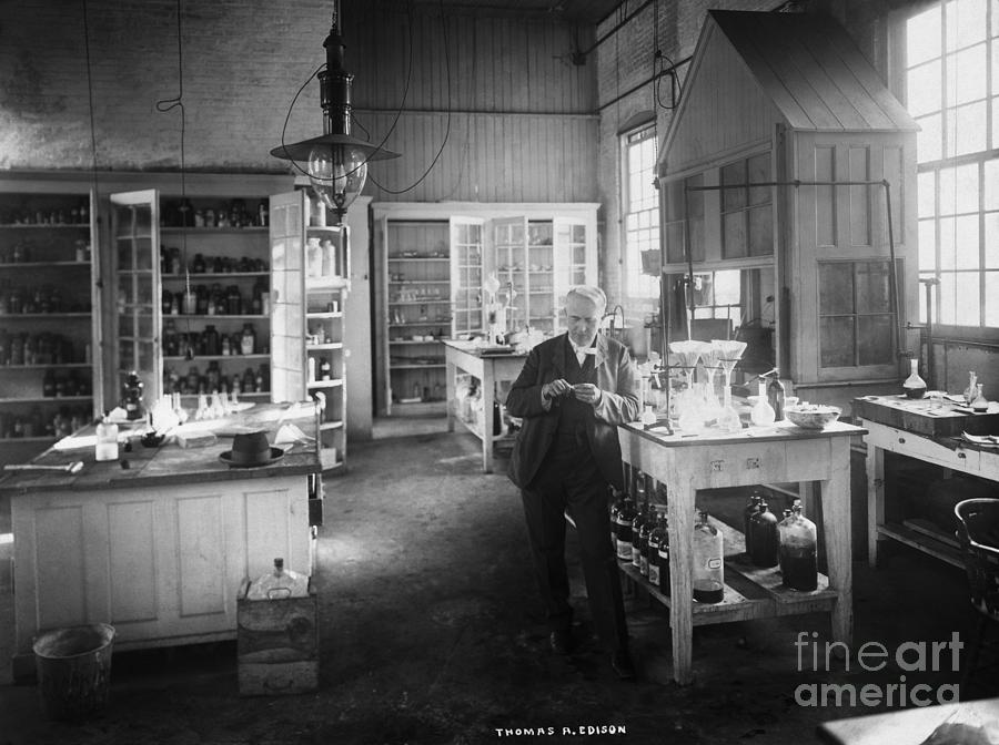 Thomas Edison Standing In Laboratory Photograph by Bettmann