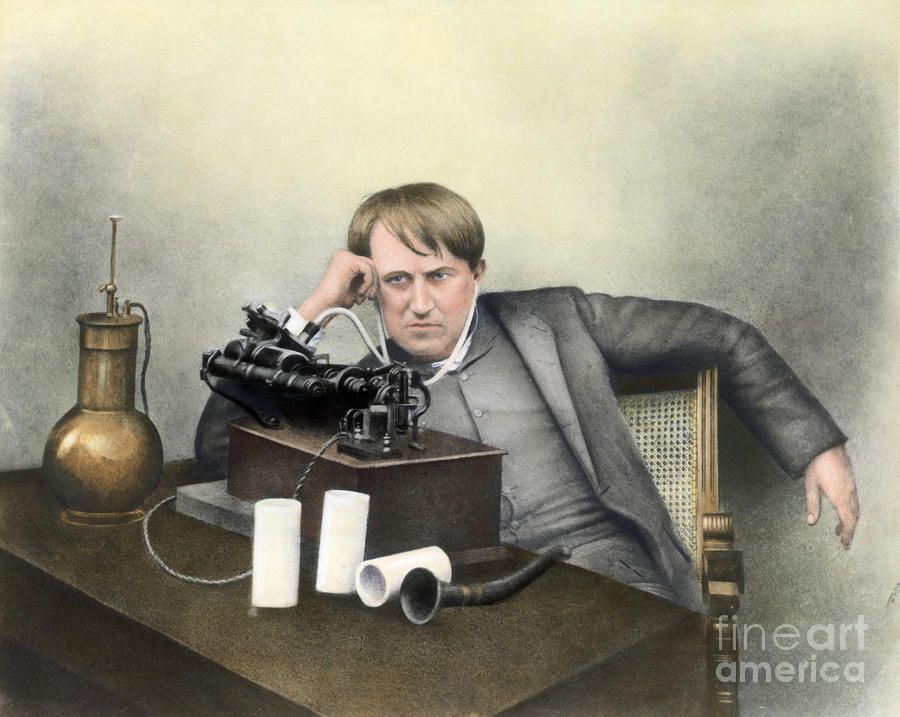 Thomas Edison With Phonograph Photograph by Bettmann