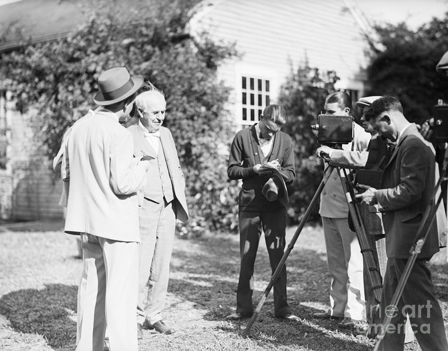 Thomas Edison With Reporters Photograph by Bettmann