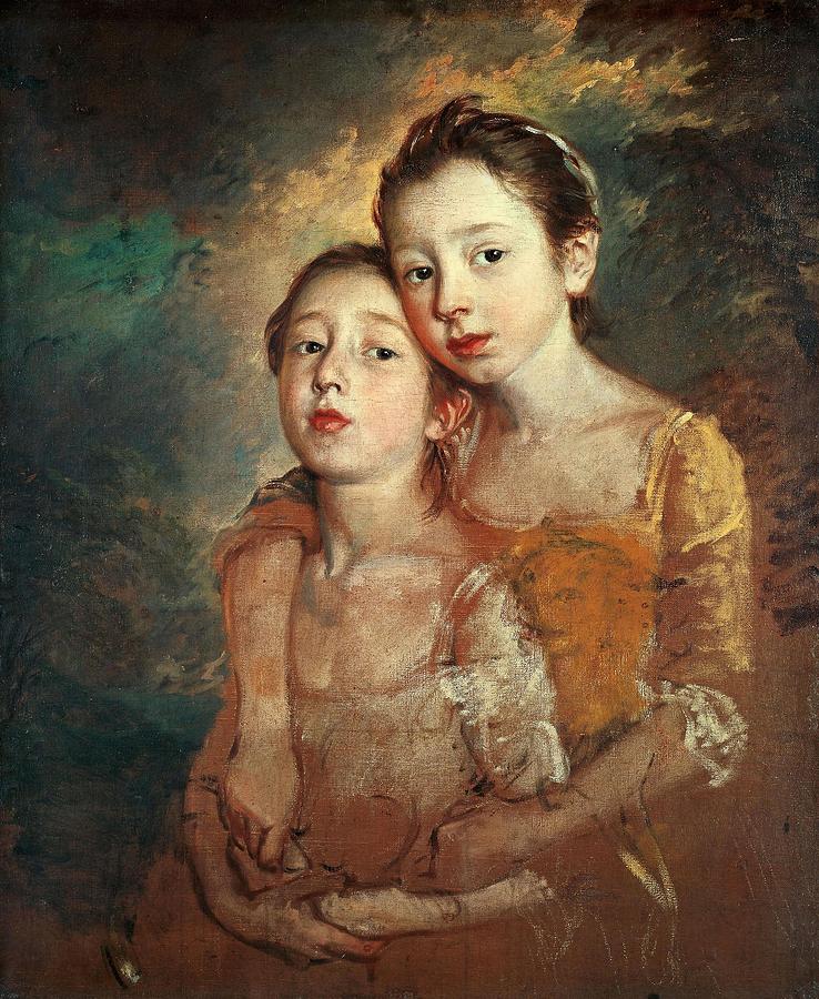 Thomas Gainsborough / Margaret and Mary Gainsborough, 1760-1761, Oil on canvas, 75.6 x 62.9 cm. Painting by Thomas Gainsborough -1727-1788-