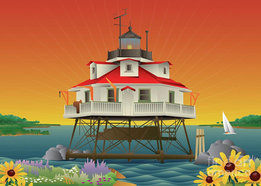 Thomas Point Shoal Lighthouse Digital Art by Joe Barsin