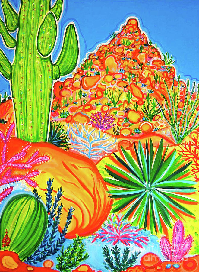 Thompson Peak Cactus Painting by Rachel Houseman