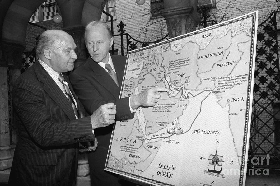 Thor Heyerdahl Showing Route On Map Photograph by Bettmann