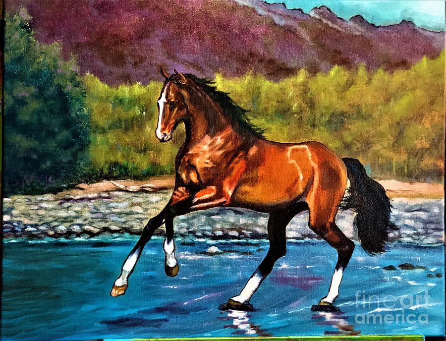 Thoroughbred Horse Oil Painting Painting by Leland Castro