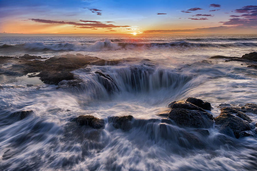 Thor\s Well At Sunset Photograph by Anna Zhang