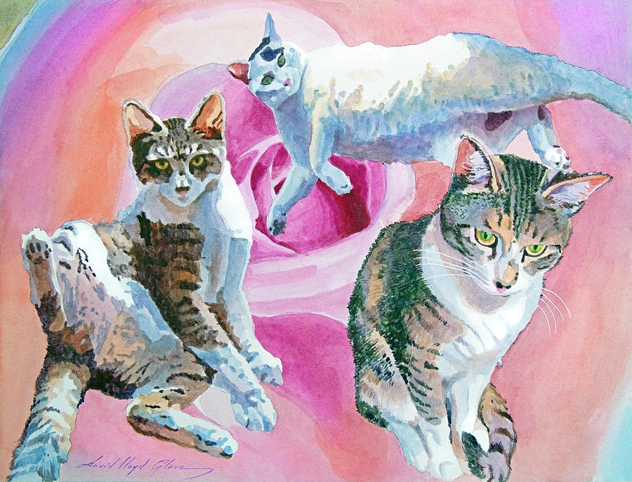 Those Darn Cats Painting by David Lloyd Glover