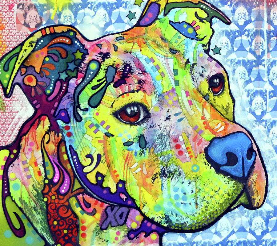Animal Mixed Media - Thoughtful Pit Bull This Years Love 2013 Part 2 by Dean Russo
