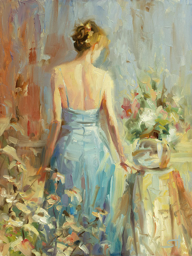 Woman Painting - Thoughtful by Steve Henderson