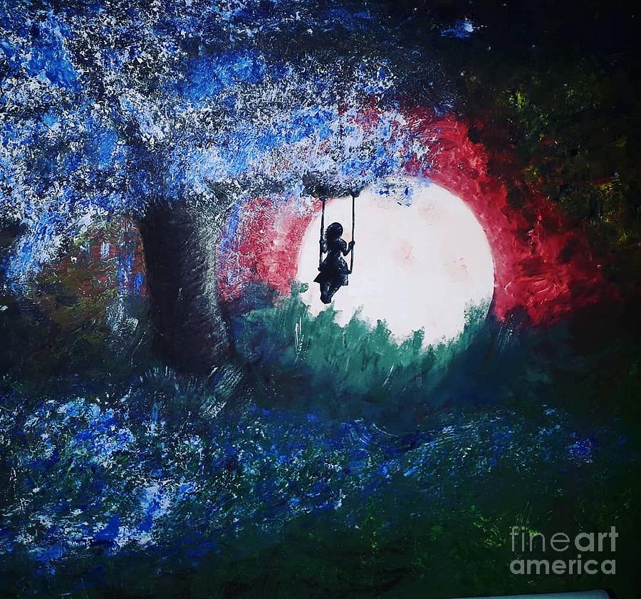 Thoughts In The Moonlight Painting By Jrb