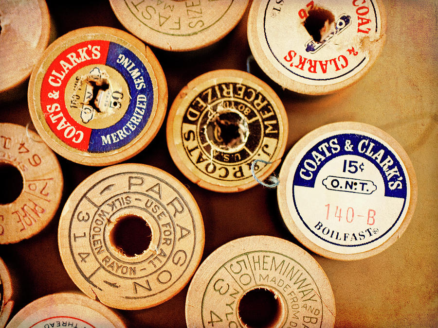 Vintage Photograph - Thread Spools 1 by Jessica Rogers