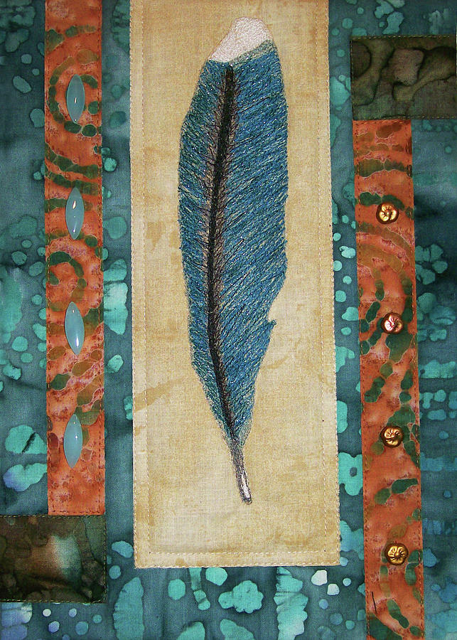 Threaded Feather Tapestry - Textile by Pam Geisel