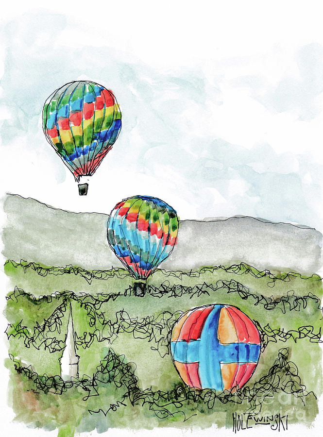 University Of Virginia Painting - Three Balloons in Charlottesville by Robert Holewinski