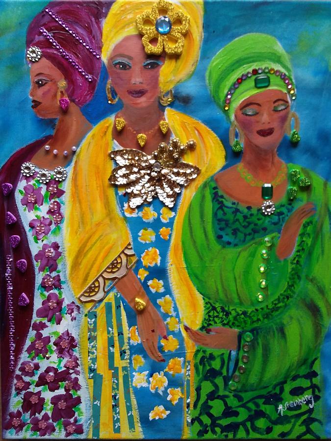 Three Beauties Painting by Adele Steinberg