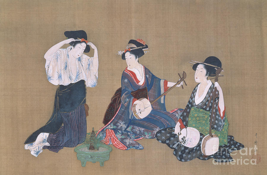 Animal Painting - Three Beauties, Circa 1790 by Kitagawa Utamaro