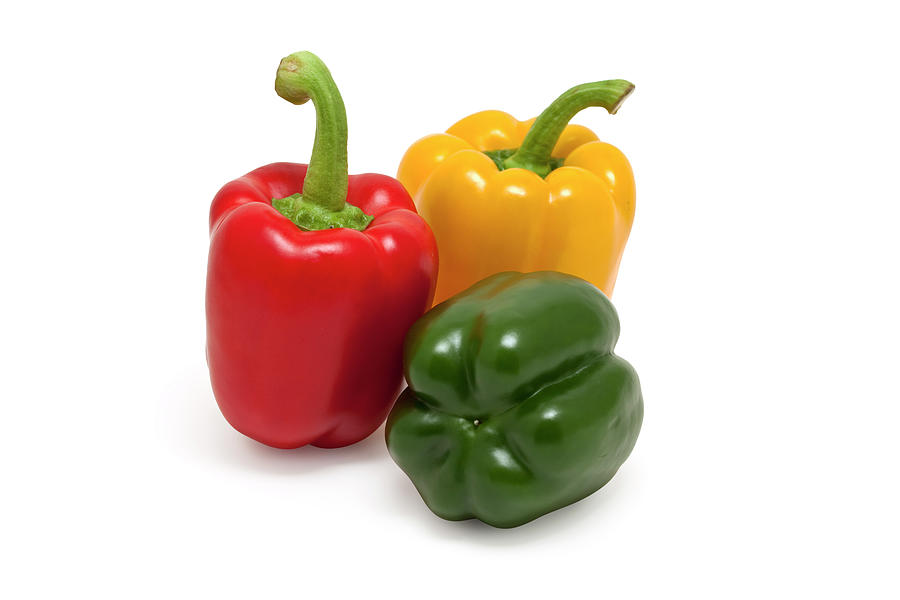 Three Bell Peppers, Red, Green, Yellow Photograph by Ursula Alter