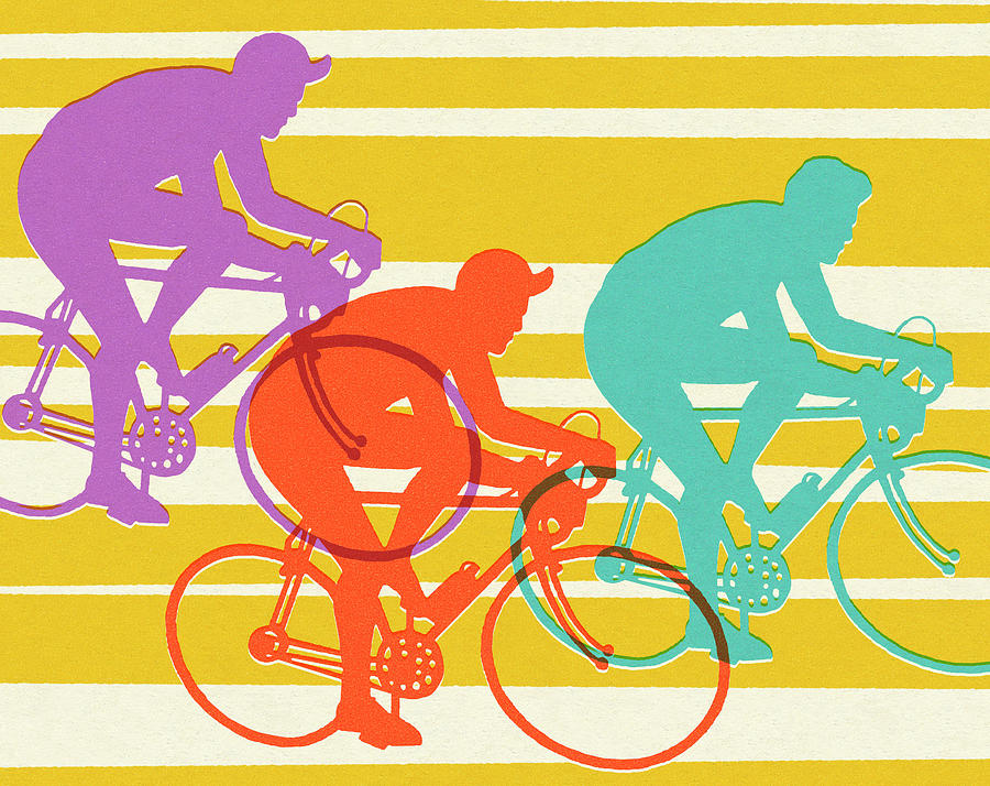 Sports Drawing - Three Bicycles by CSA Images